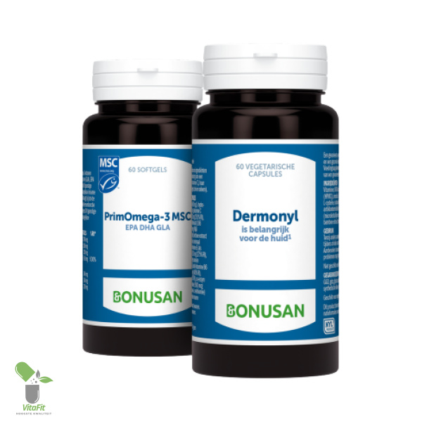 Bonusan voedingssupplementen PrimOmega en Dermonyl.