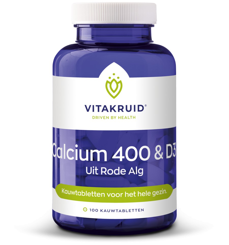 Vitakruid Calcium 400 & D3 uit Rode Alg 100 Kauwtabletten