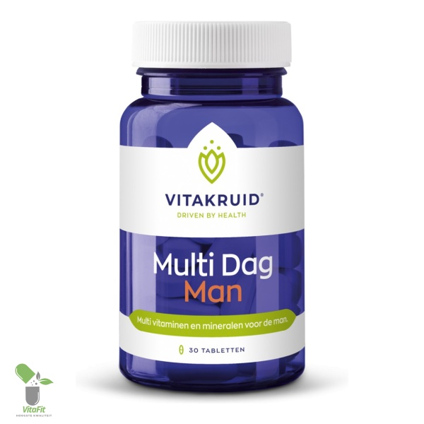 Vitakruid Multi Dag Man vitaminenpotje met 30 tabletten.