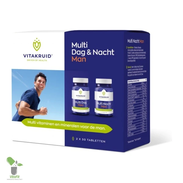 Vitakruid multivitaminen Dag & Nacht voor mannen.