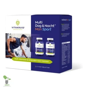 Multivitaminen voor sportieve mannen, dag- & nachtformule.
