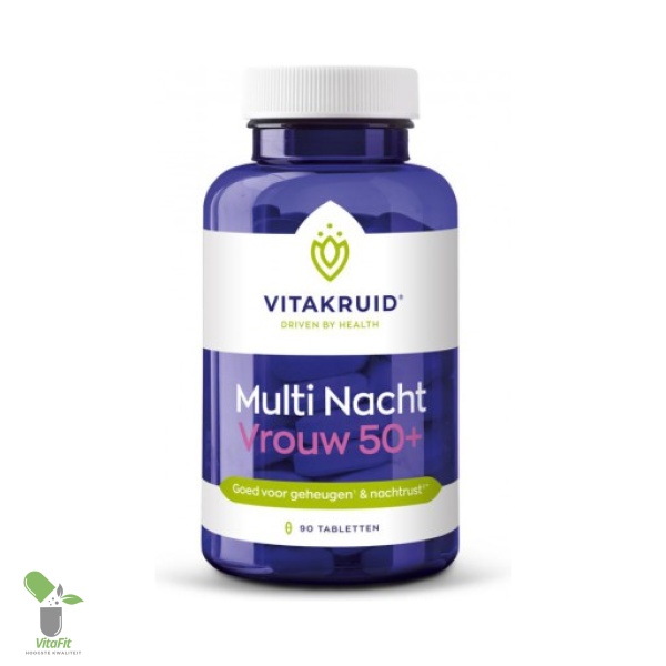 Vitakruid Multi Nacht Vrouw 50+ supplementenpot.