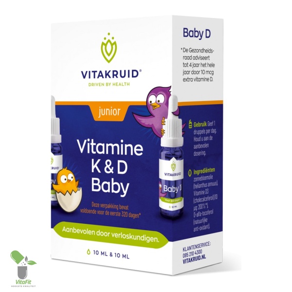 Vitakruid junior vitamine K & D babyverpakking.
