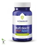 Vitakruid Multi Nacht Man Sport supplementenpot met 30 tabletten.