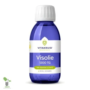 Vitakruid visolie supplementfles met vitaminen A, D, E.