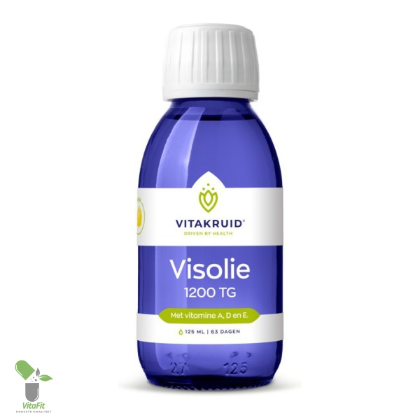 Vitakruid visolie supplementfles met vitaminen A, D, E.