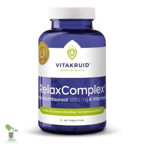 Vitakruid RelaxComplex supplementenpot, magnesiumtauraat, vitamine E.