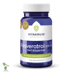 Vitakruid Resveratrol supplement pot met capsules.