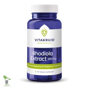 Vitakruid Rhodiola extract vegan capsules pot.
