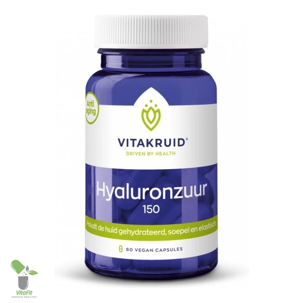 Vitakruid hyaluronzuur vegan capsules voor huidhydratatie.
