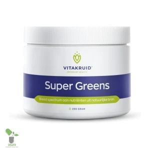Vitakruid Super Greens supplementenpot, 220 gram.